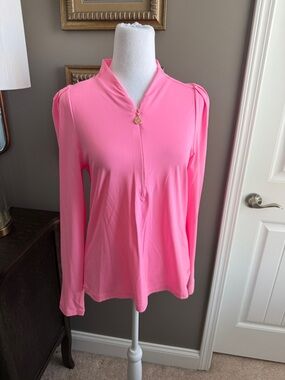 Lilly Pulitzer Bright Pink Long-Sleeve V-Neck Top